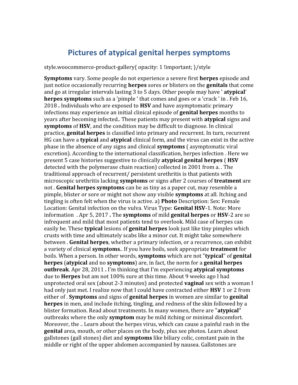 Pictures of Atypical Genital Herpes Symptoms