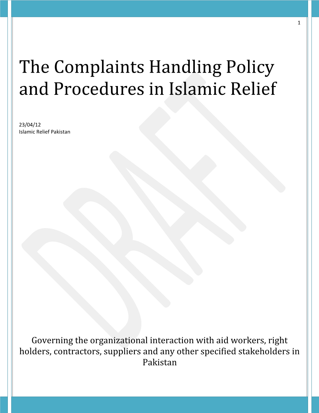 Complaints Handling Policy and Procedures in IRP