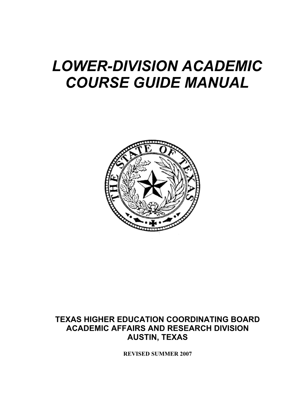 Lower-Division Academic Course Guide Manual