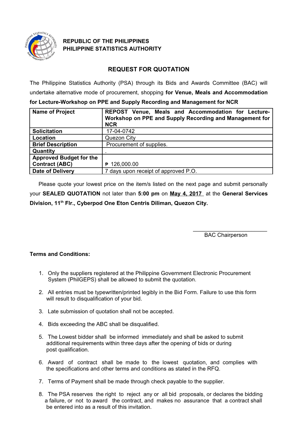Request for Quotation s46