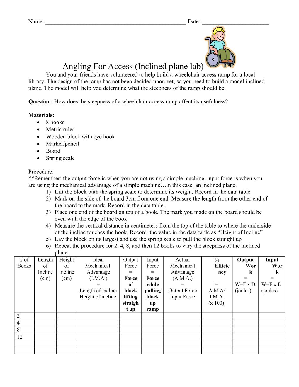 Angling for Access (Inclined Plane Lab)