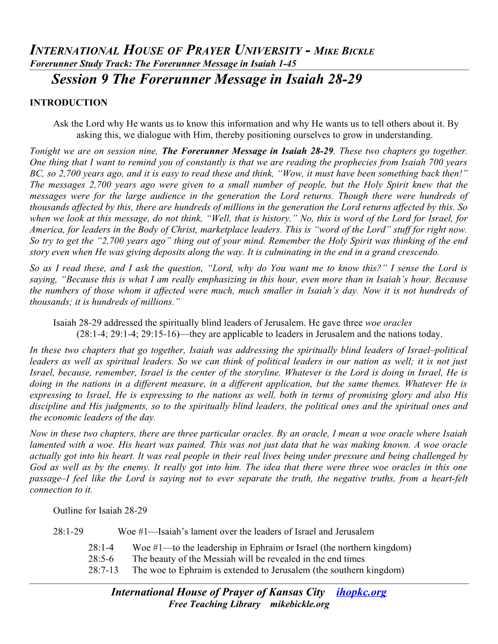 Session 9 the Forerunner Message in Isaiah 28-29