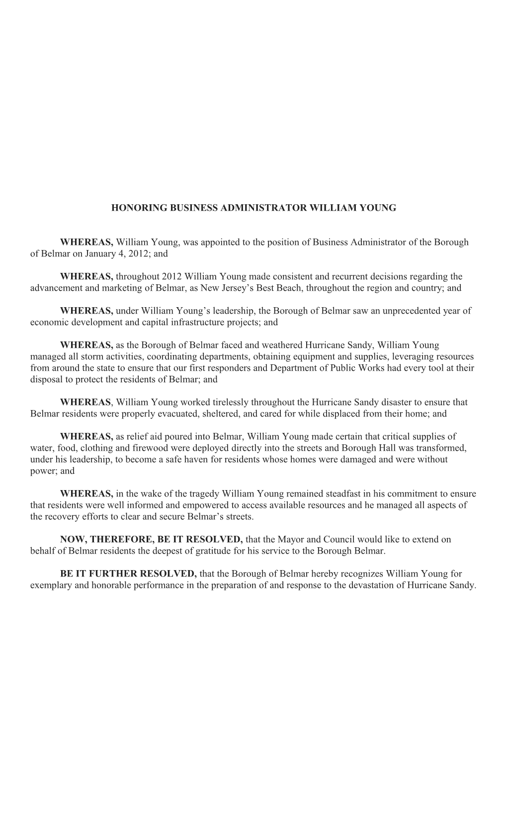 Honoring Business Administrator William Young