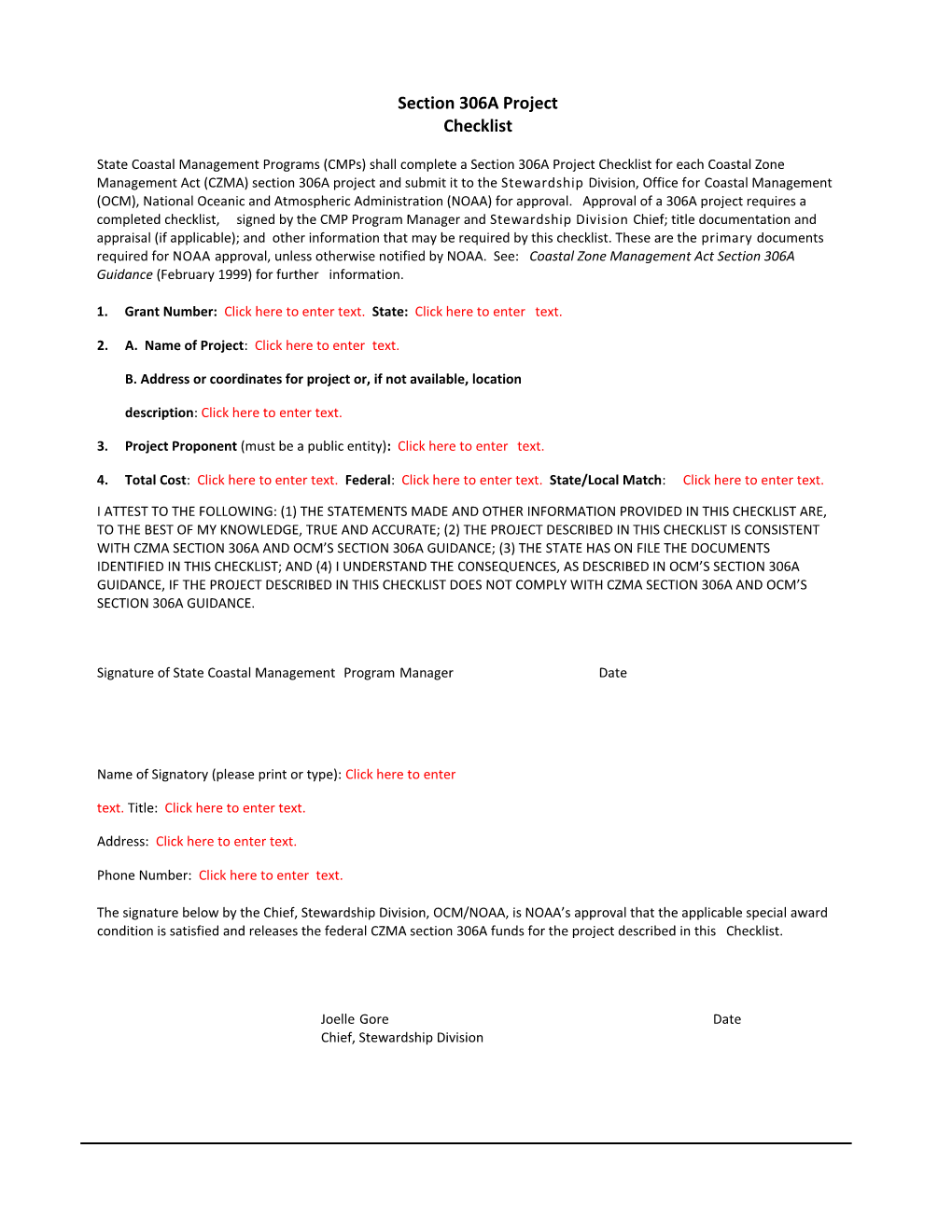 Section 306A Project Checklist