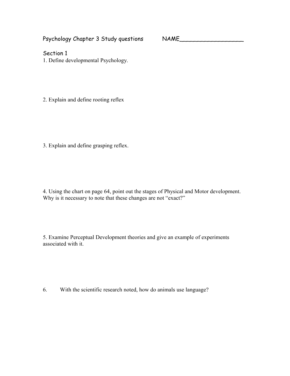 Psychology Chapter 3 Study Questions