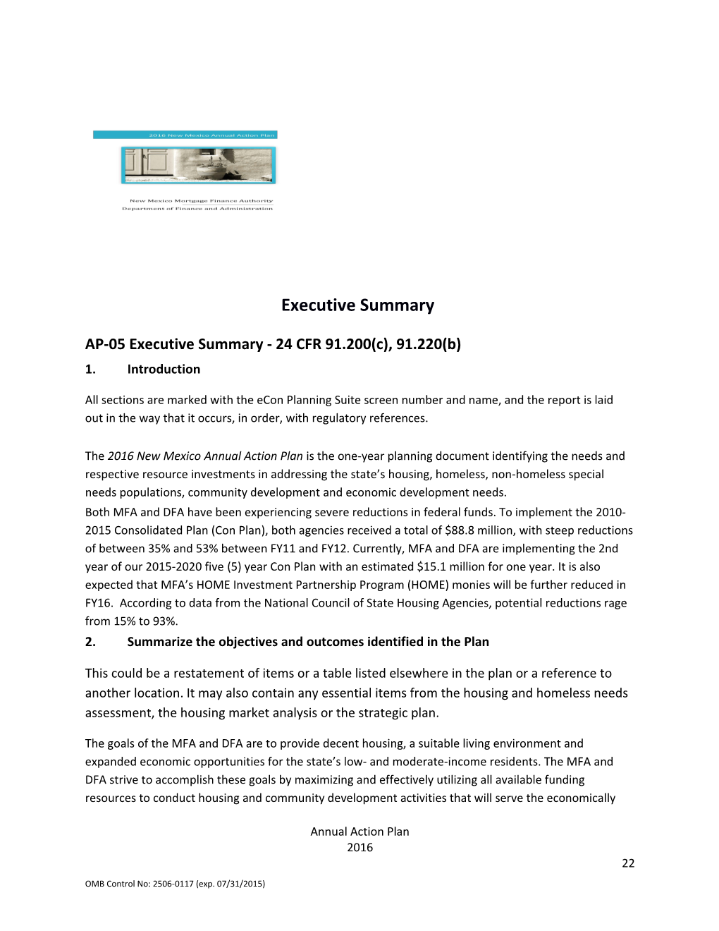 AP-05 Executive Summary - 24 CFR 91.200(C), 91.220(B)