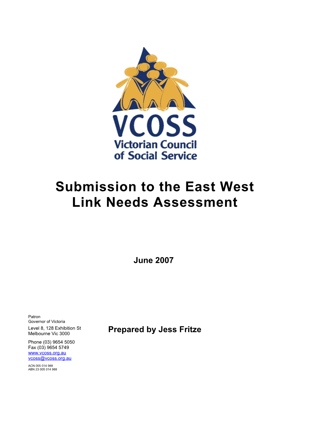 East West Link Needs Assessment Submission