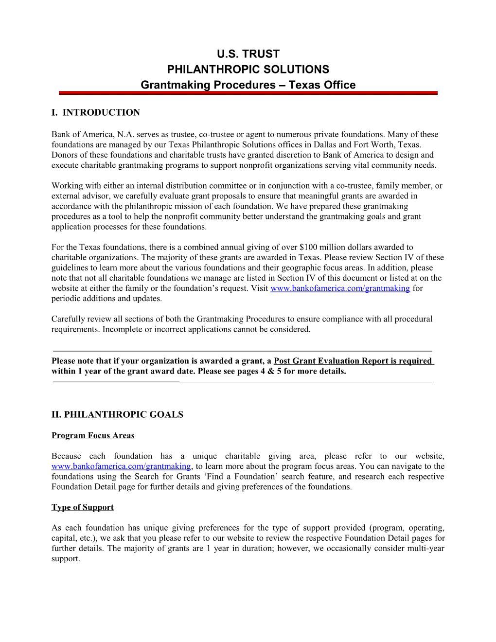 Grantmaking Procedures Texas Office