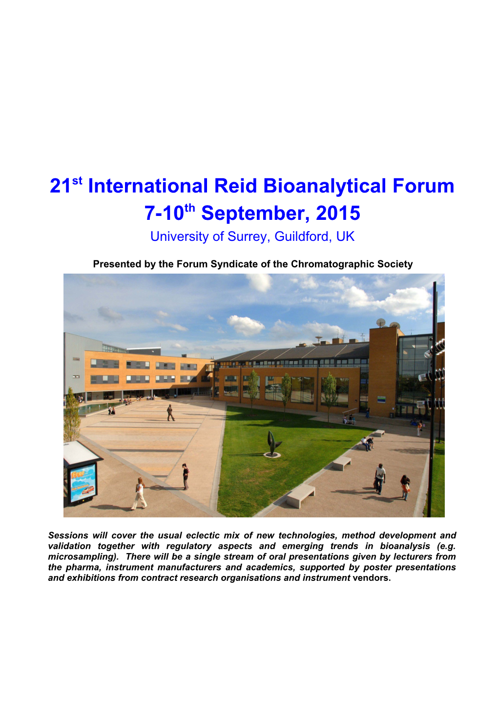 21St International Reid Bioanalytical Forum s1