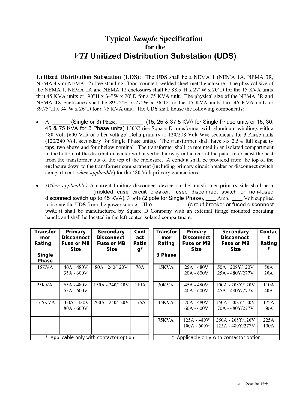 VTI Unitized Distribution Substation (UDS)
