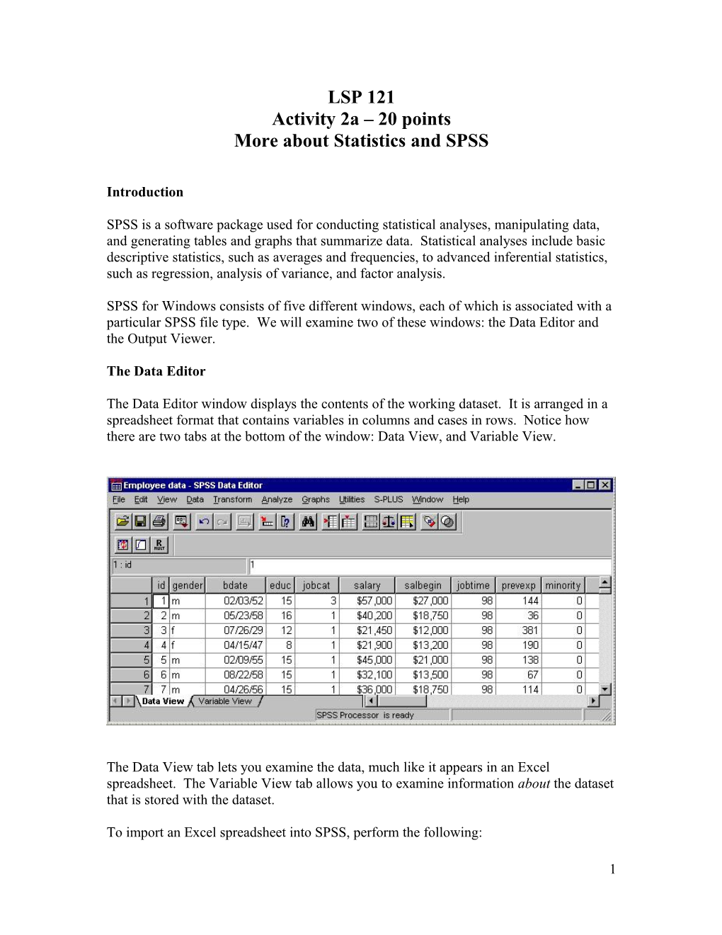 SPSS Intro and Crosstabs