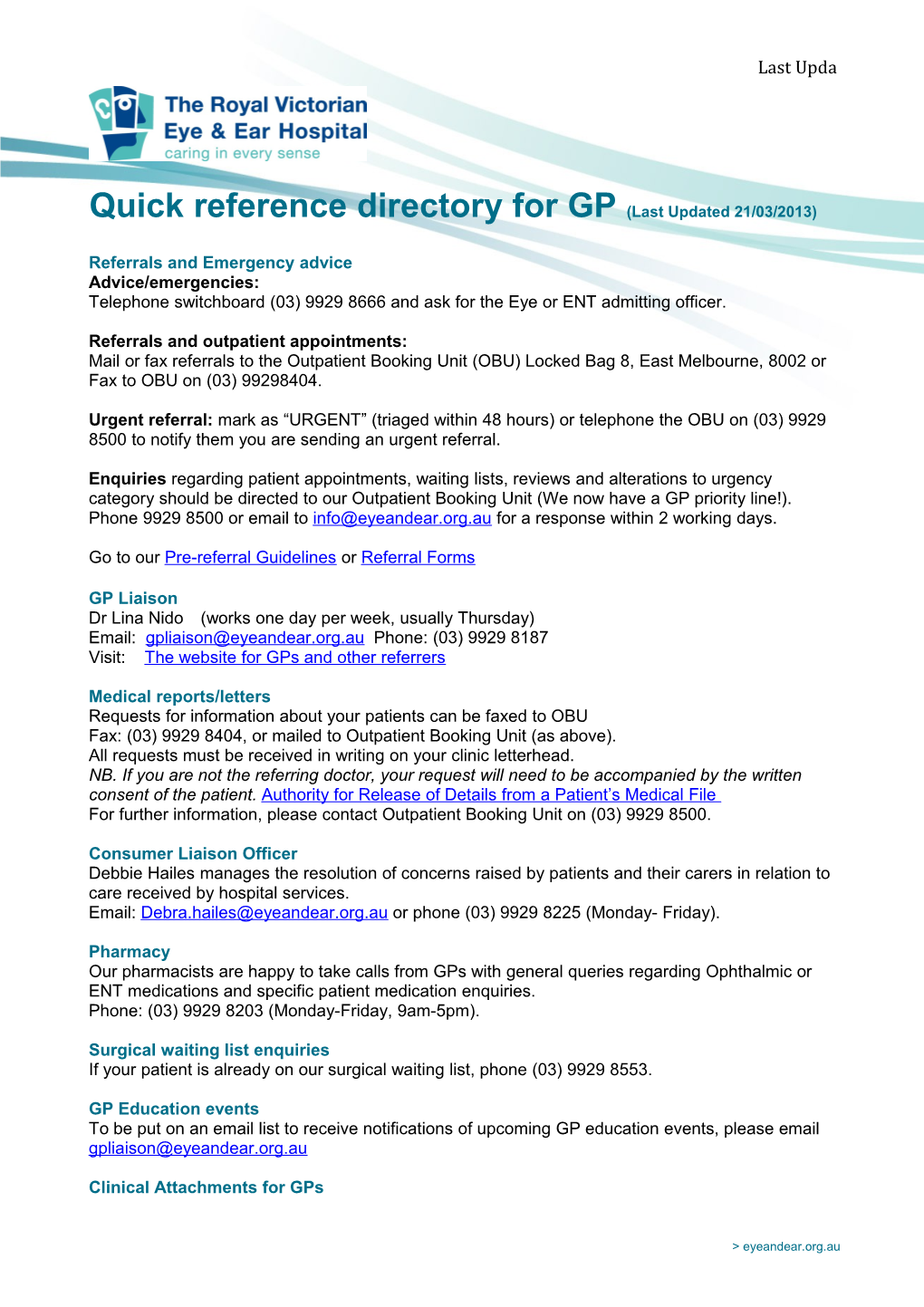 Referrals and Emergency Advice