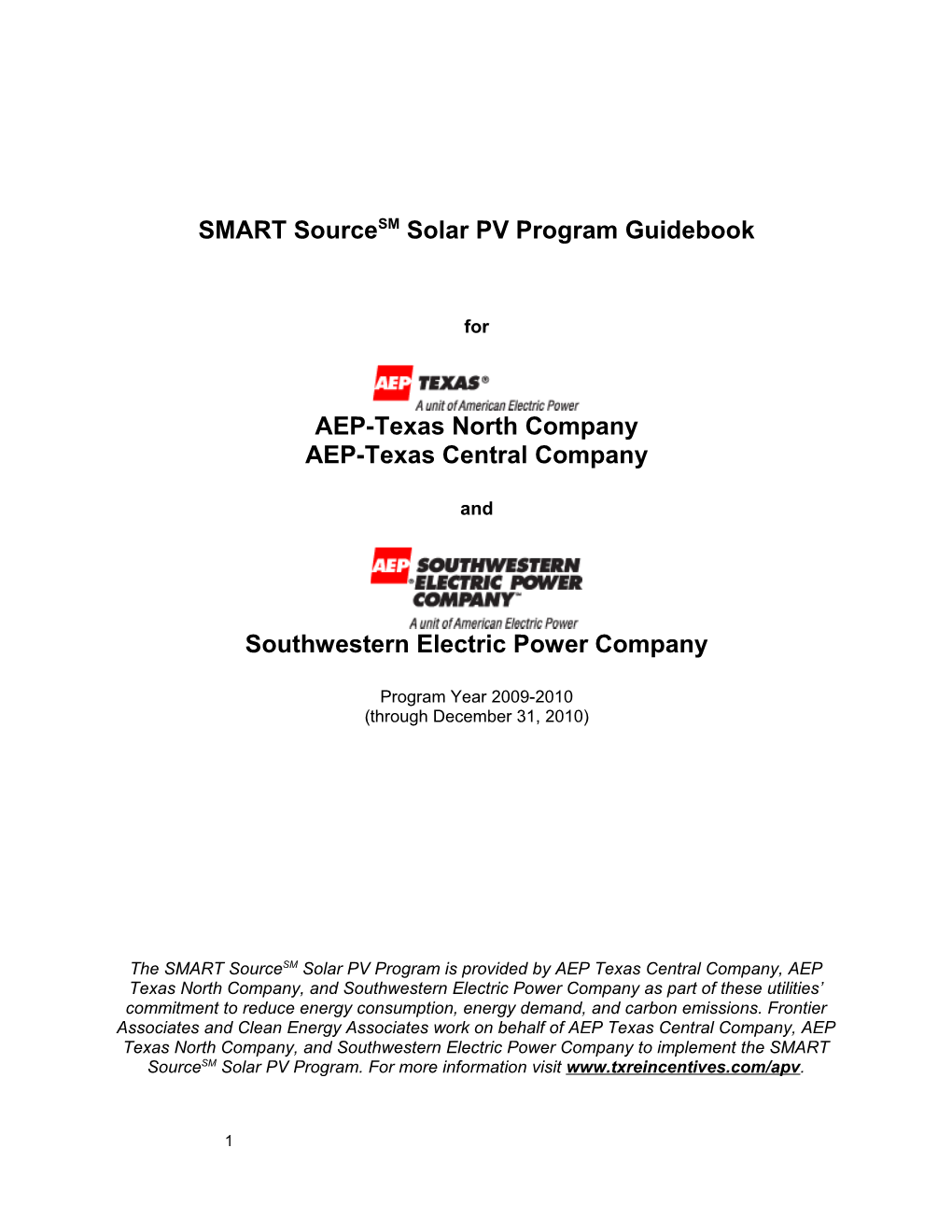 SMART Sourcesmsolar PV Program Guidebook