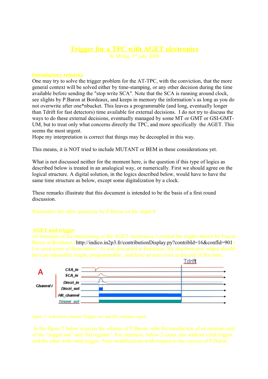 Trigger for a TPC with AGET Electronics