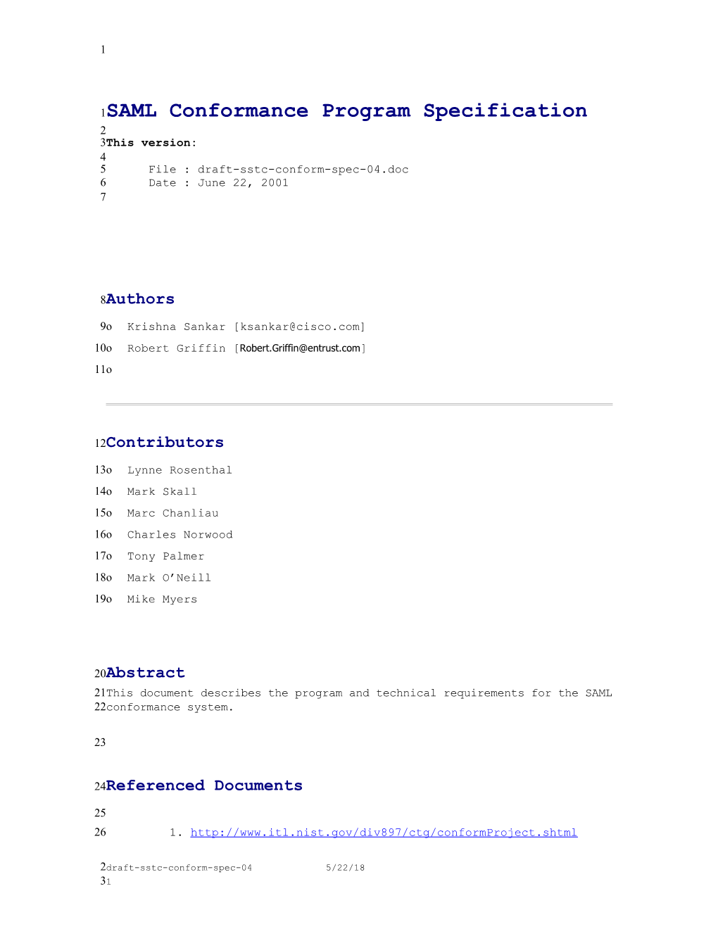 SAML Conformance Program Specification
