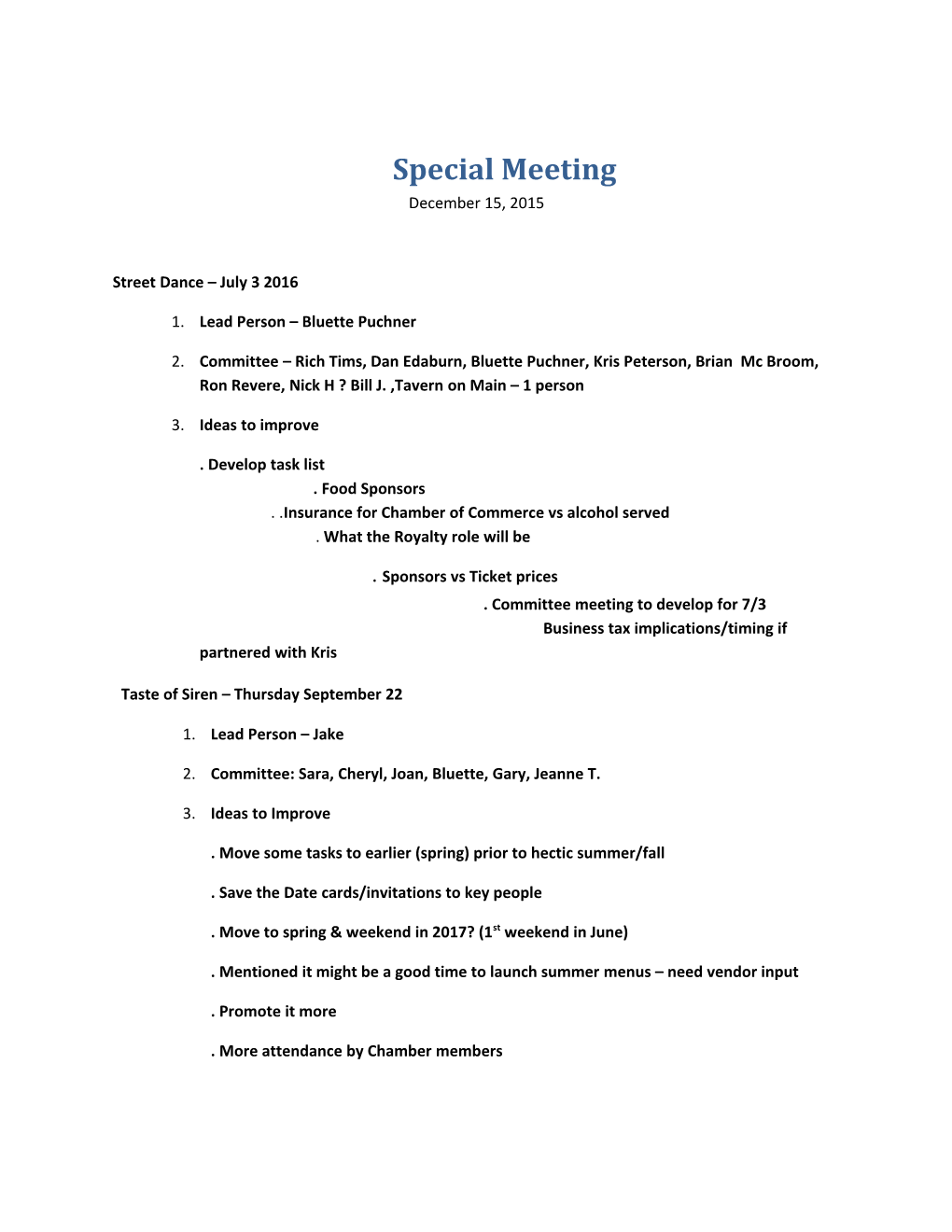 Special Meeting