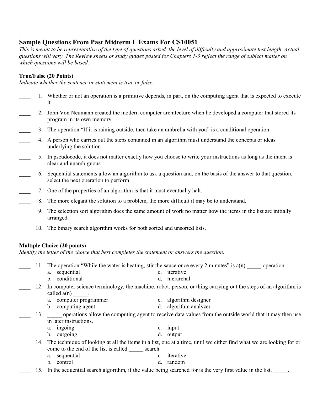 CS 10051 Fall 2004 Midterm I - Section 005/006