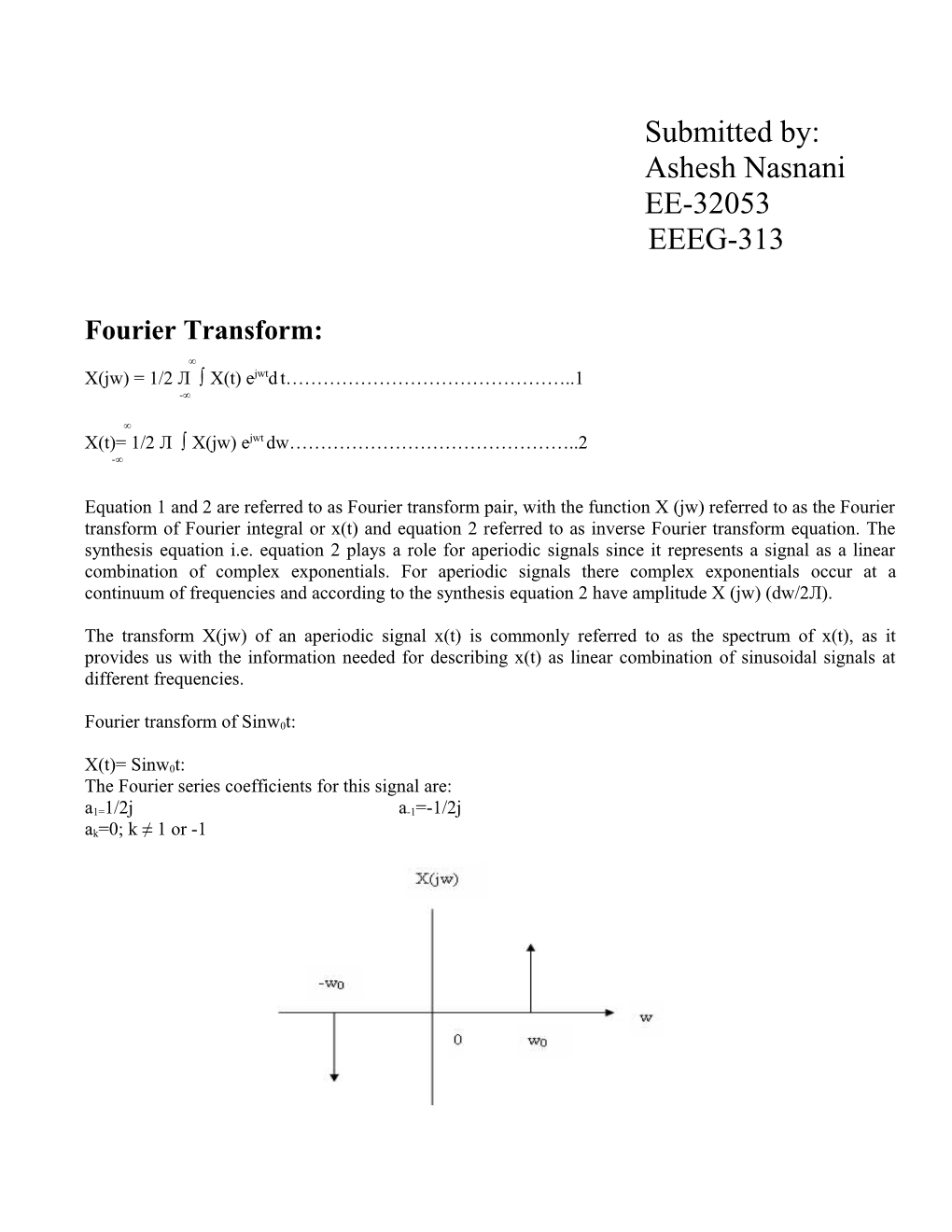 Fourier Transform of Some Important Functions