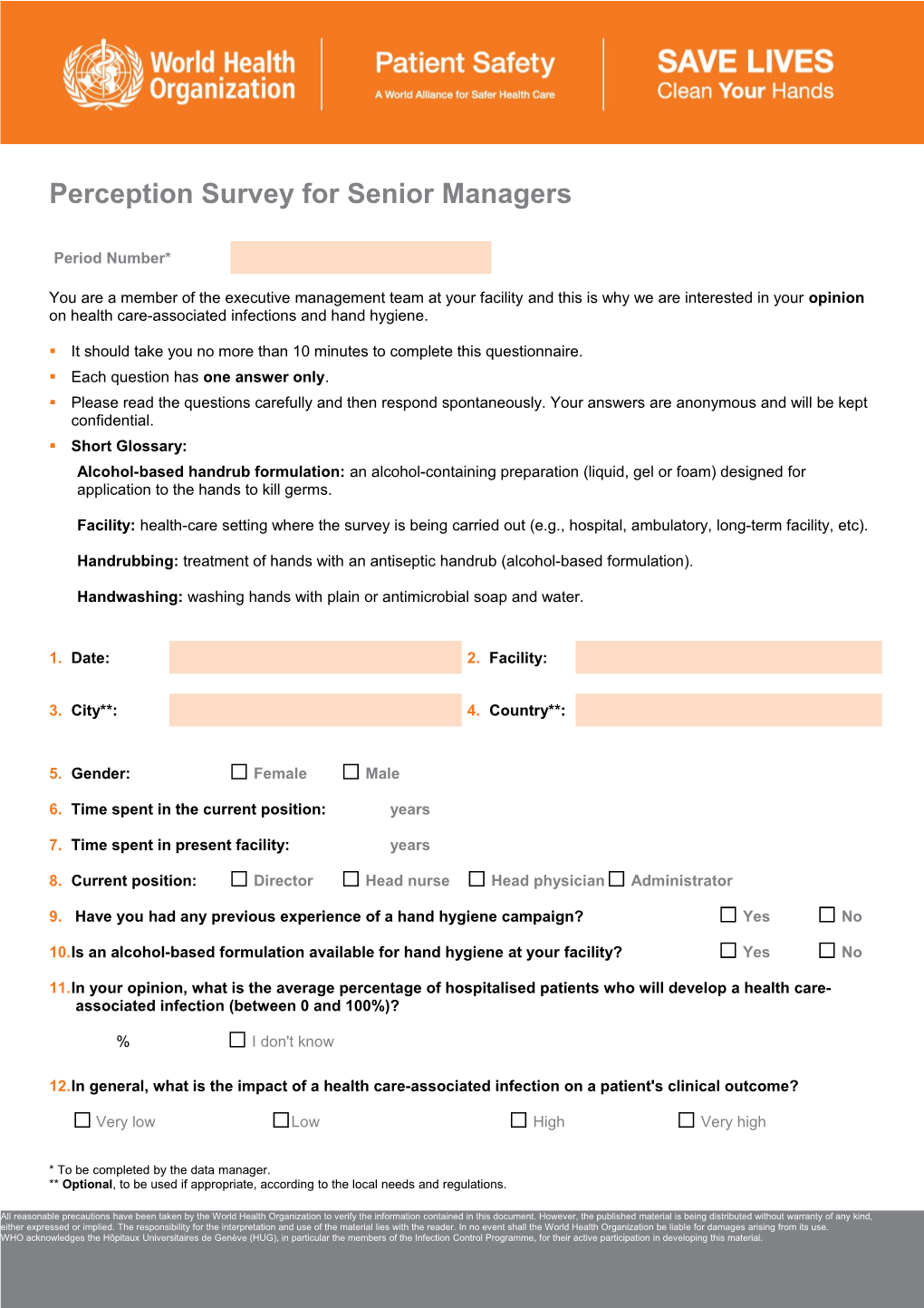 Questionnaire on Hand Hygiene and Healthcare-Associated Infections for Healthcare Workers s1