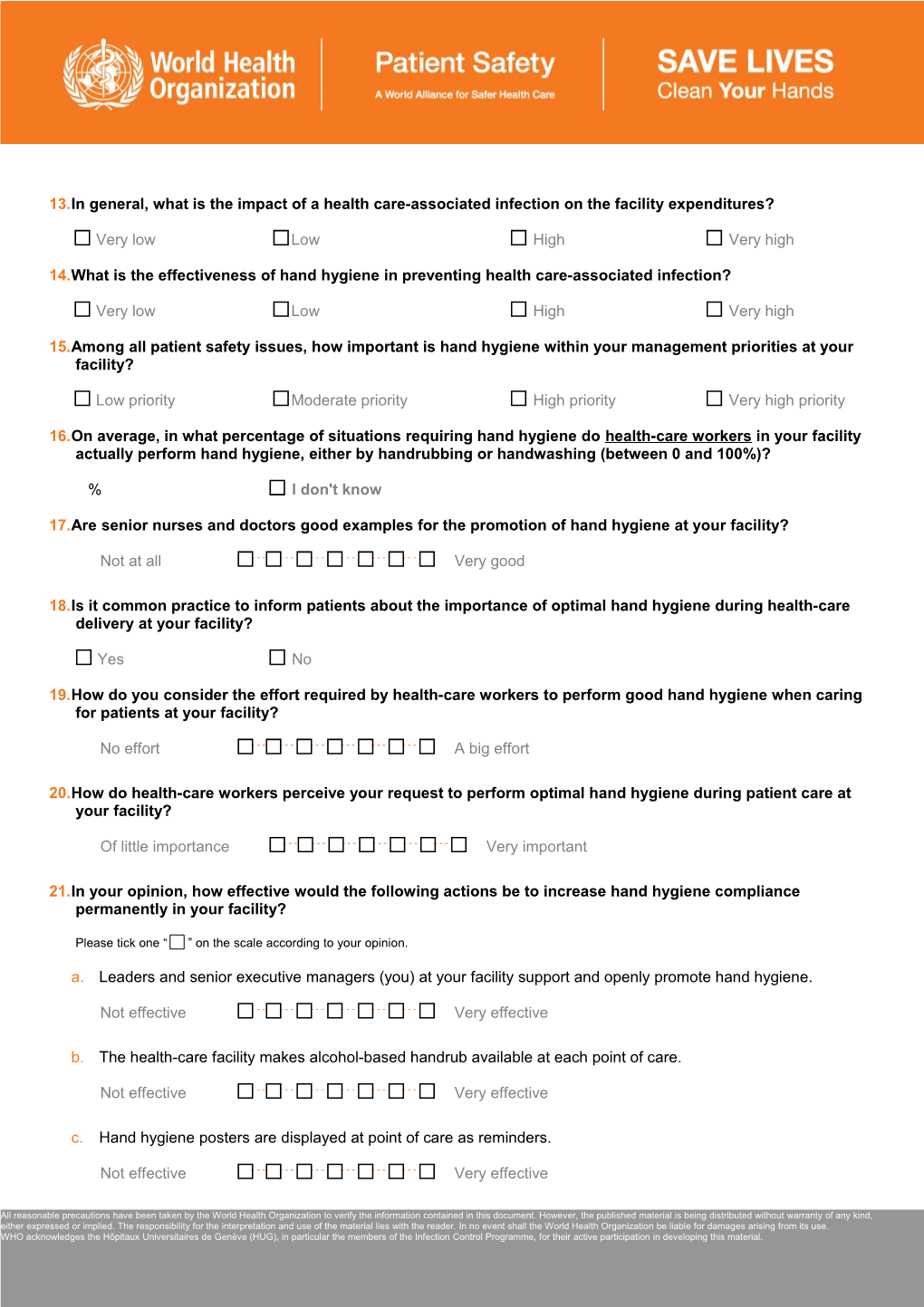 Questionnaire on Hand Hygiene and Healthcare-Associated Infections for Healthcare Workers s1
