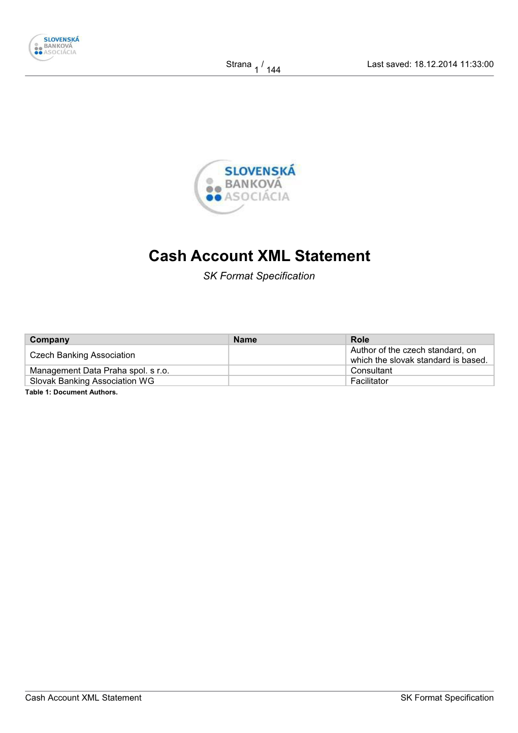 Cash Account XML Statement