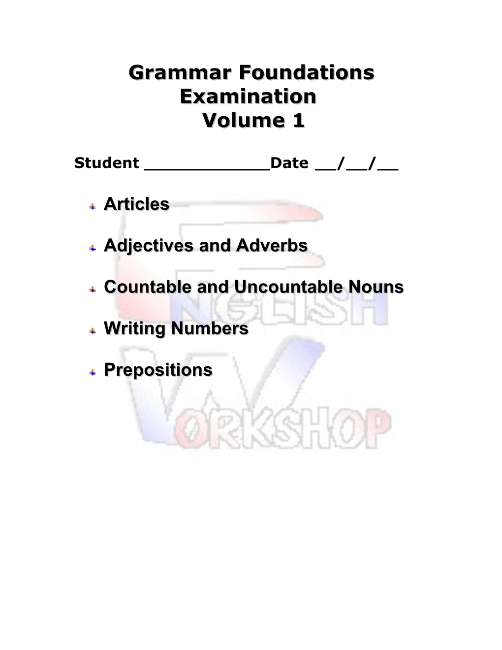 Grammar Foundations Examination