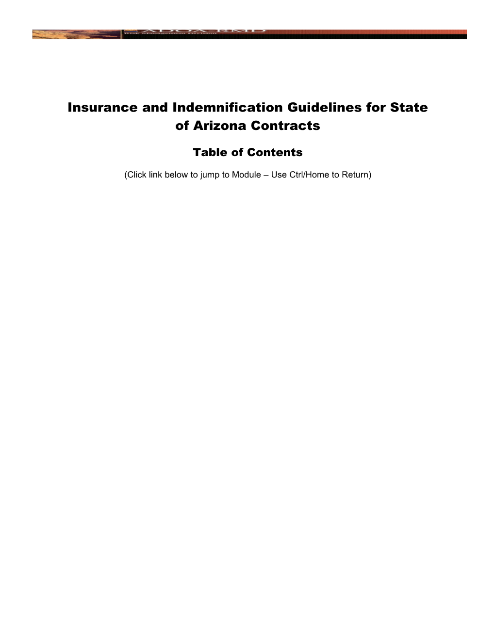 Insurance and Indemnification Guidelines for State of Arizona Contracts