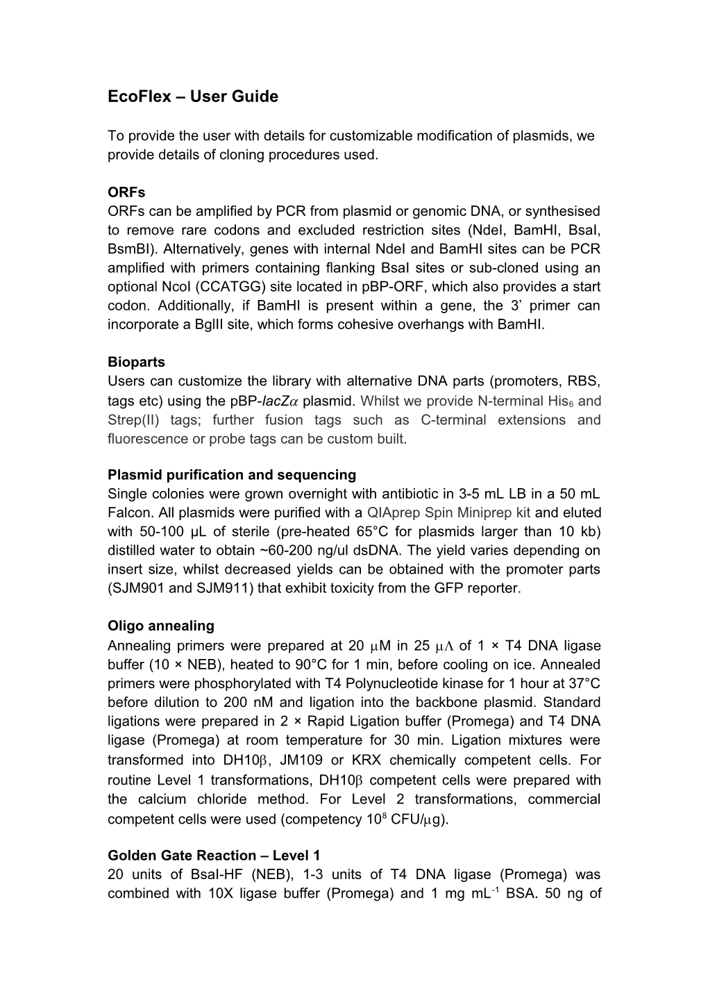 Ecoflex User Guide