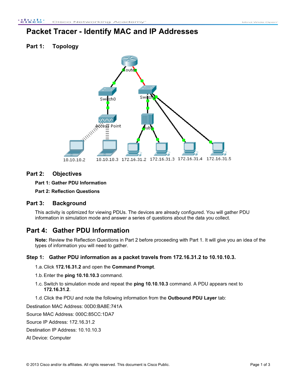 Packet Tracer - Identify MAC and IP Addresses