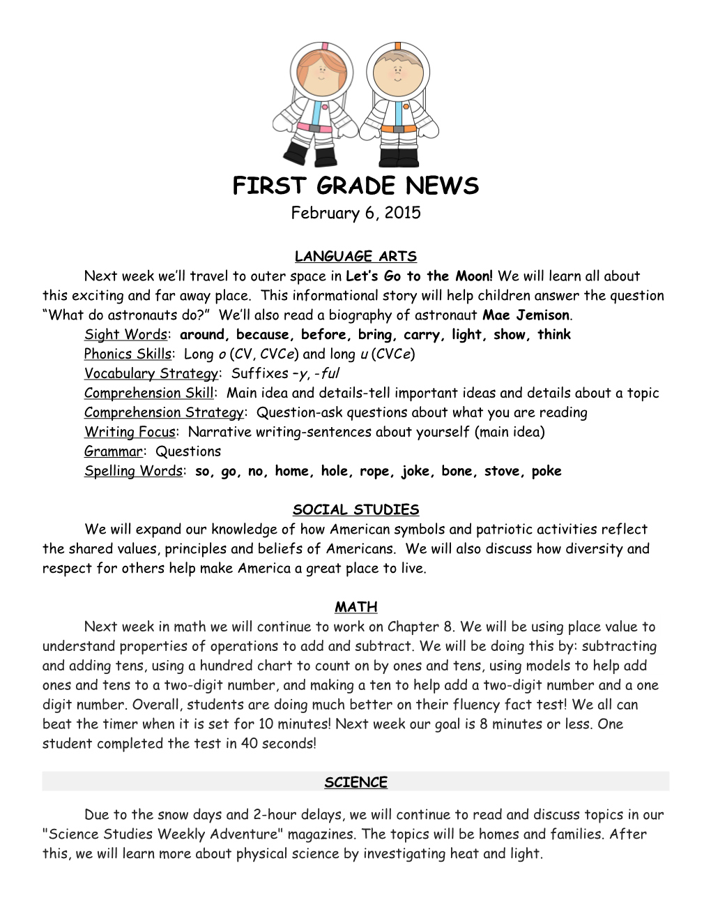 First Grade News s1