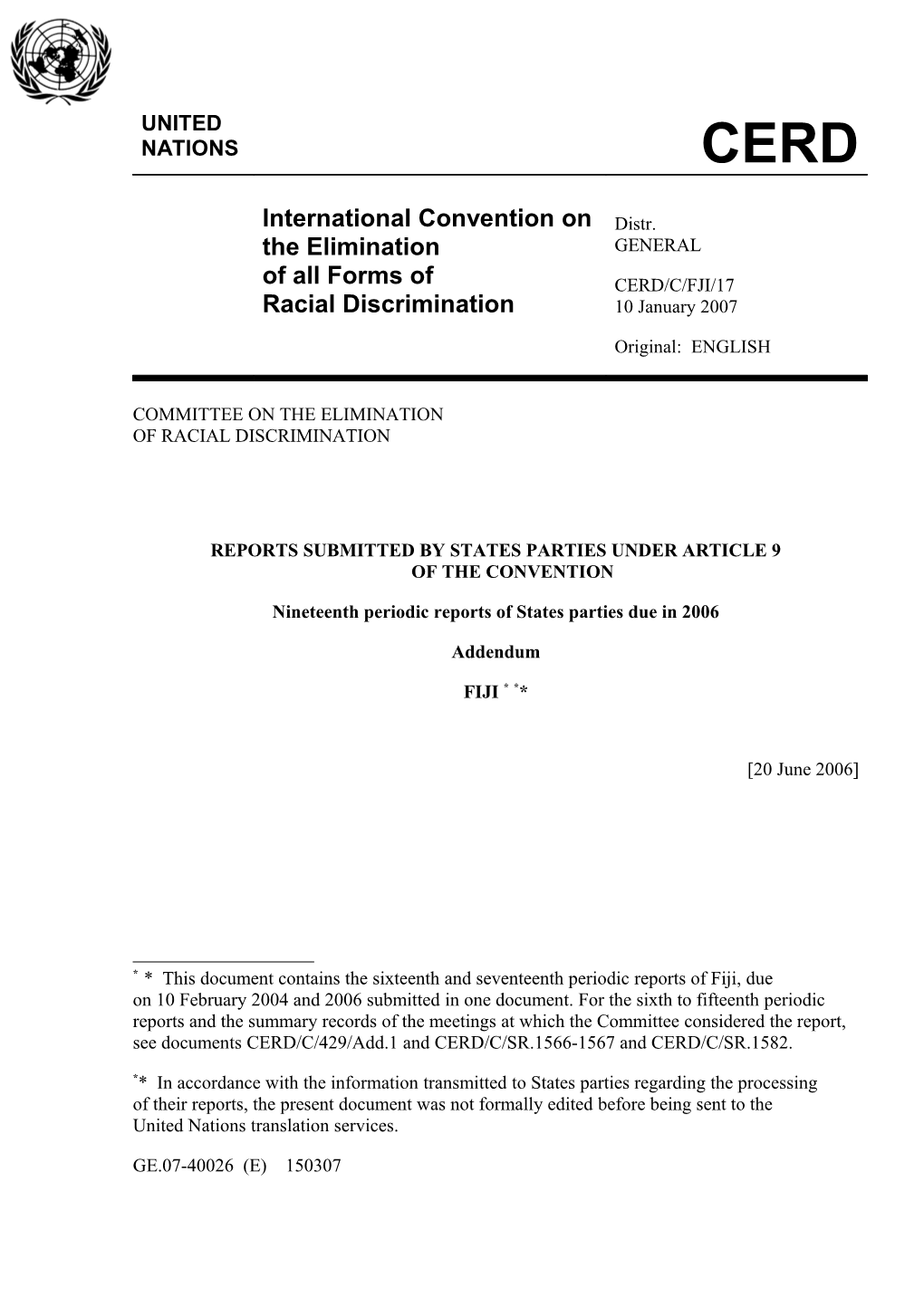 Reports Submitted by States Parties Under Article 9Of the Convention s1