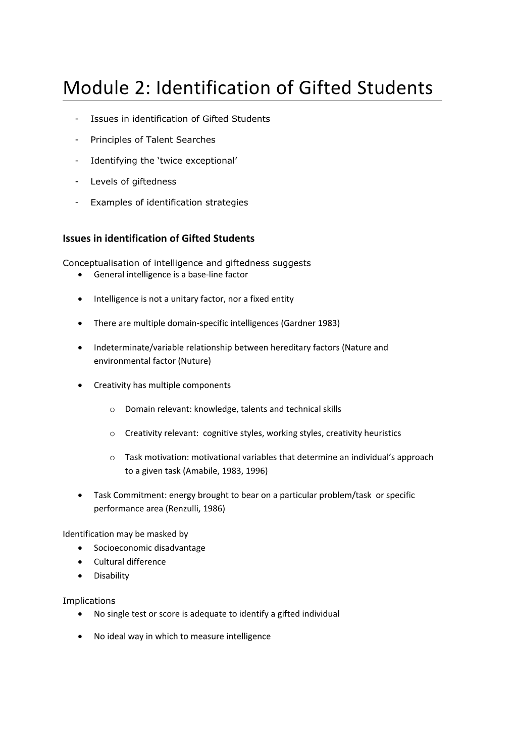 Module 2: Identification Of Gifted Students