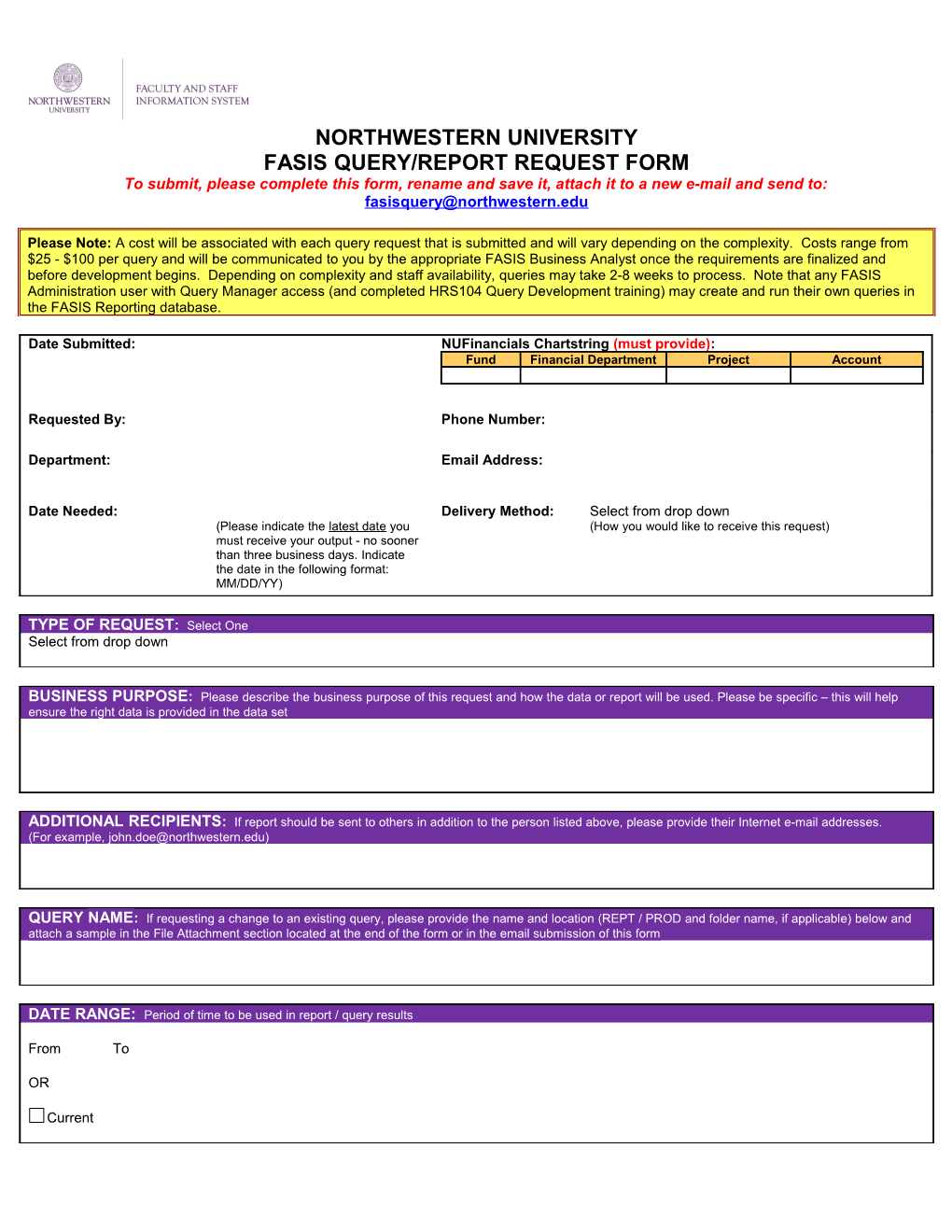 FASIS Query/Report Request Form