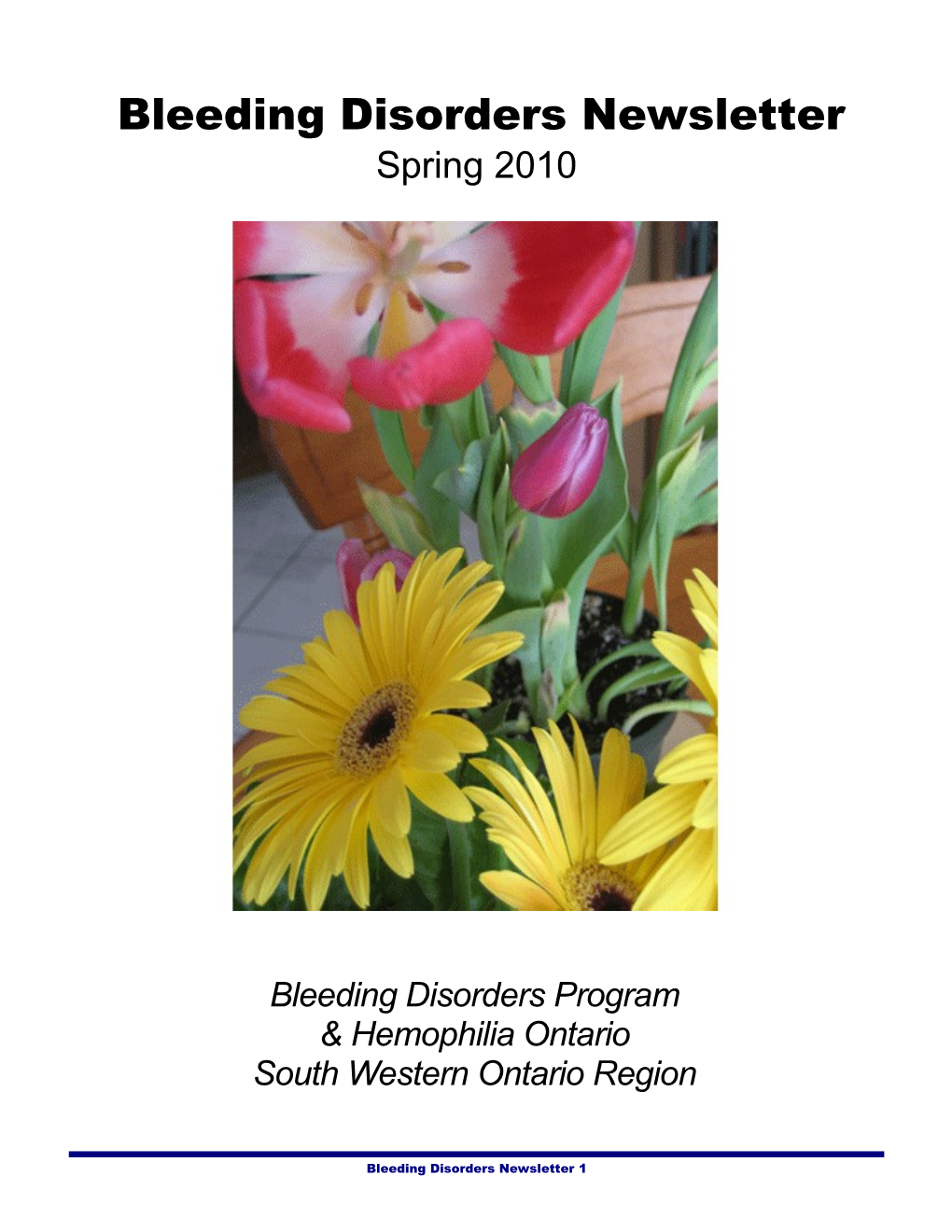 Bleeding Disorders Newsletter