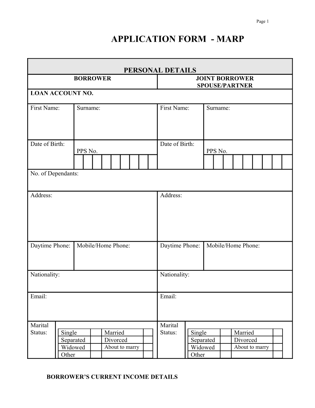 Borrower S Current Income Details