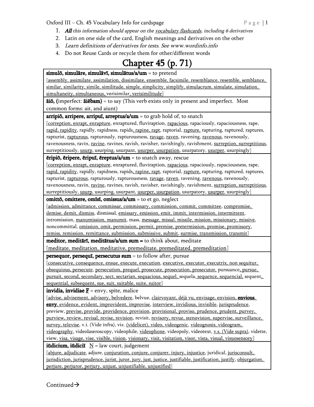 Oxford III Ch. 45 Vocabulary Info for Cards Page Page 5