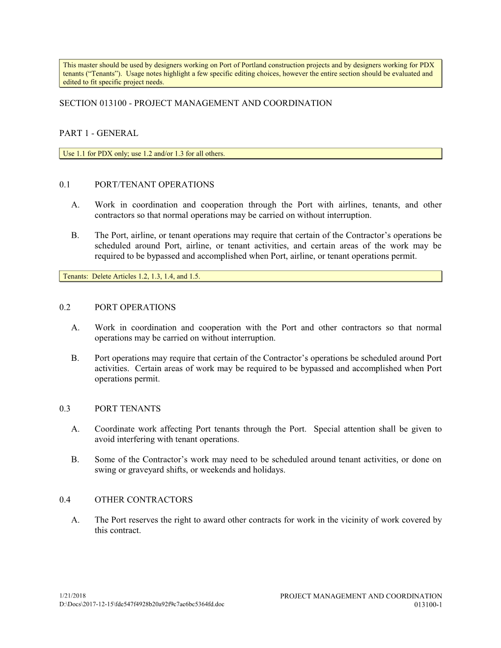 Section 013100 - Project Management and Coordination