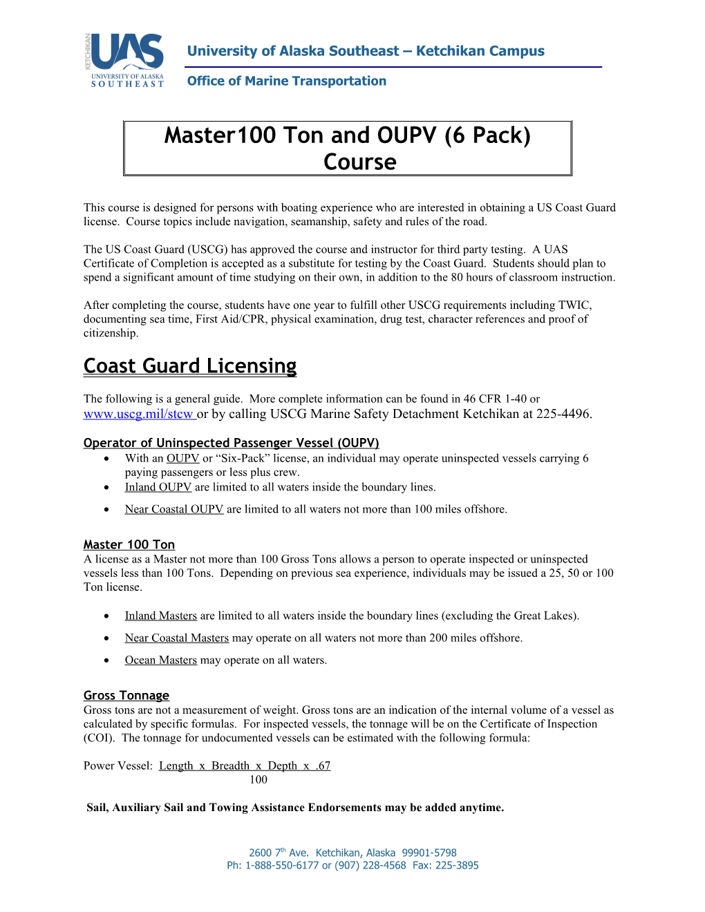 100 Ton and OUPV (6 Pack) Course