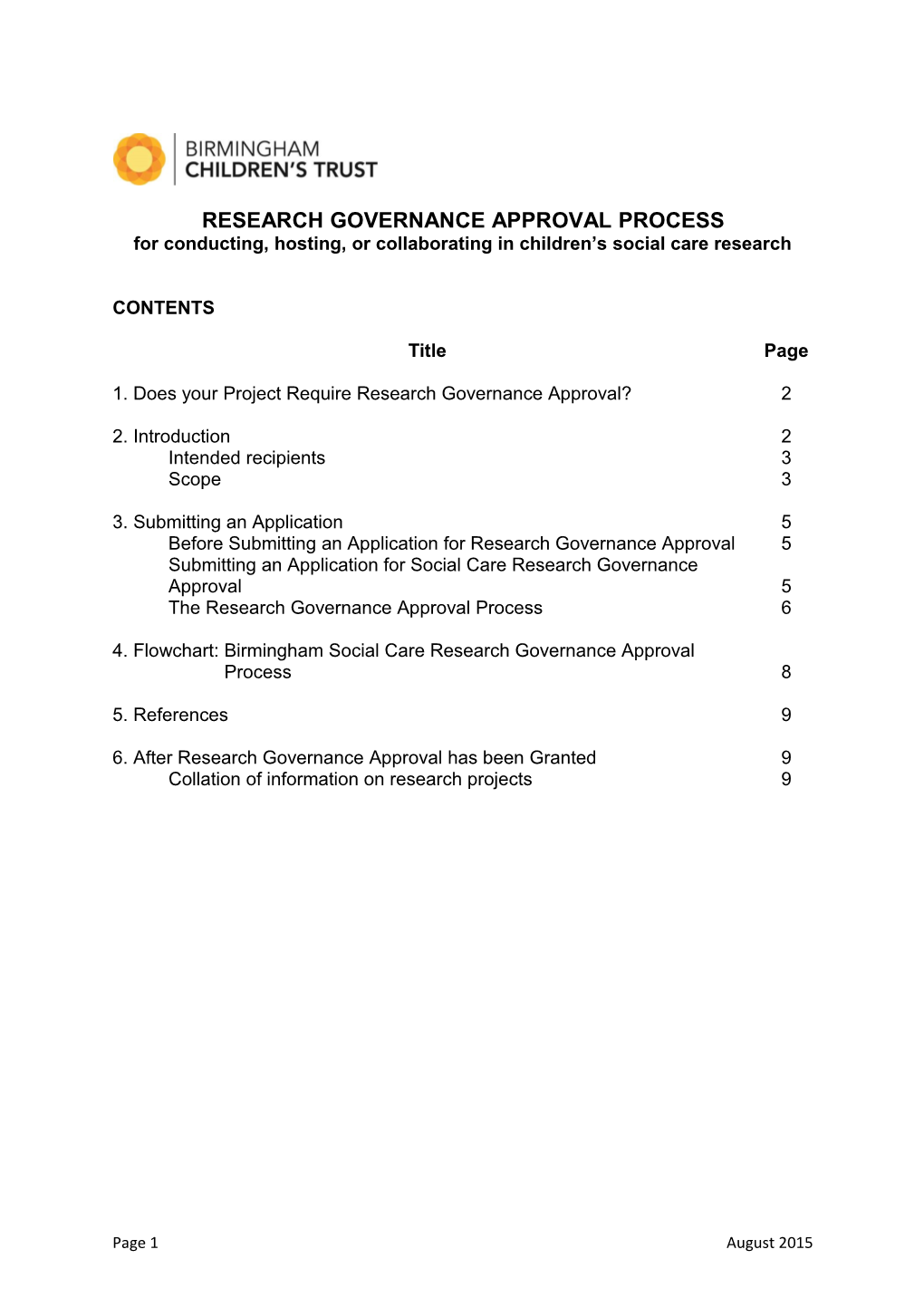 Research Governance Approval Process