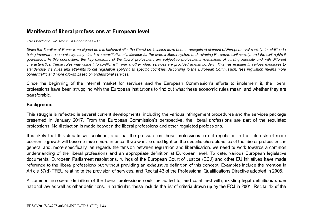 Mr METZLER - Manifesto of Liberal Professions at European Level