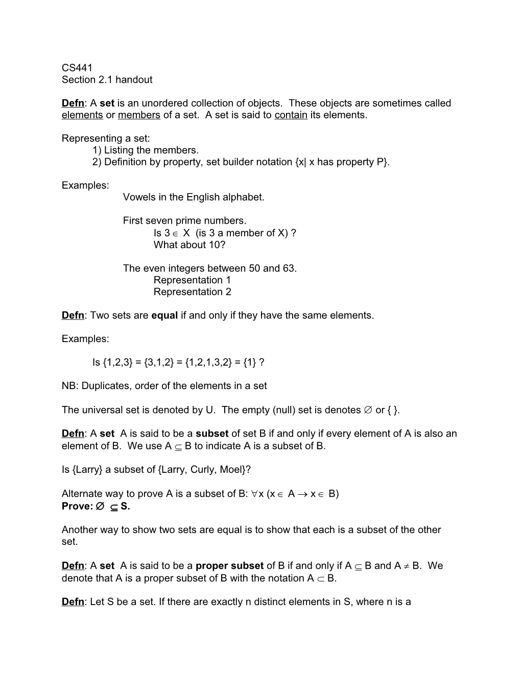 Section 2.1 Handout