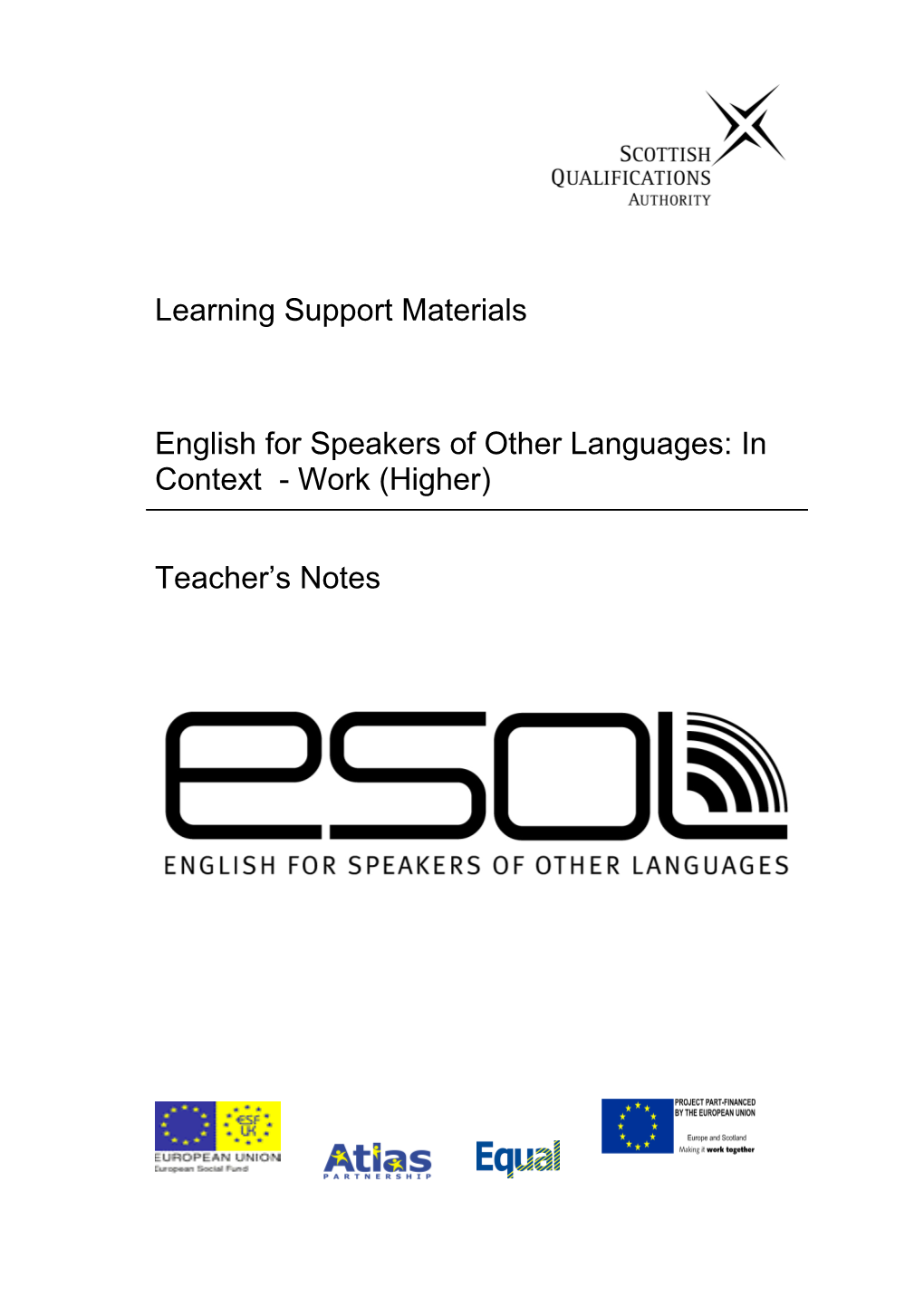 English for Speakers of Other Languages: in Context - Work (Higher)