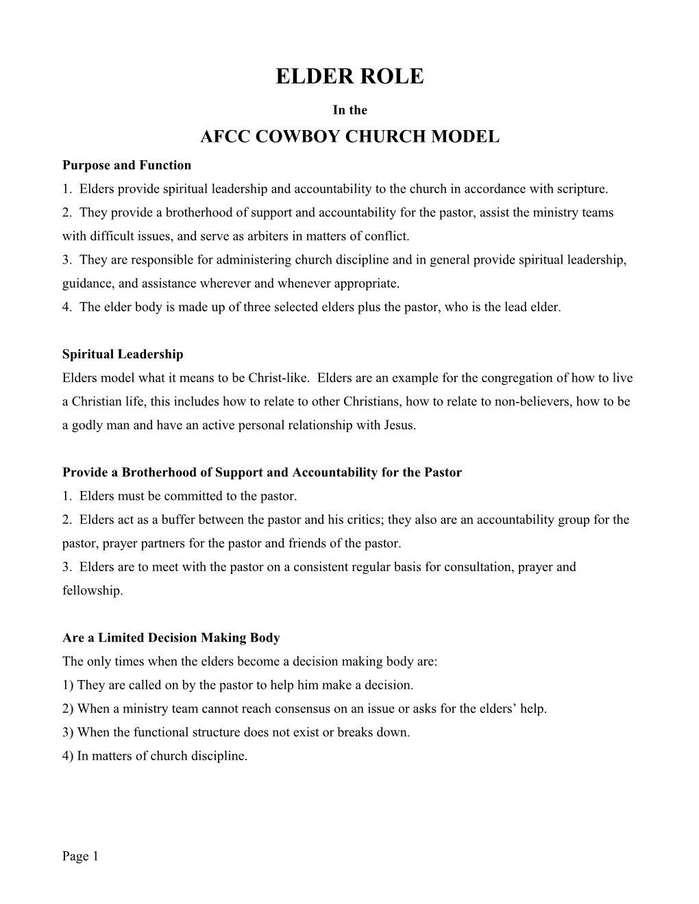 Afcc Cowboy Church Model