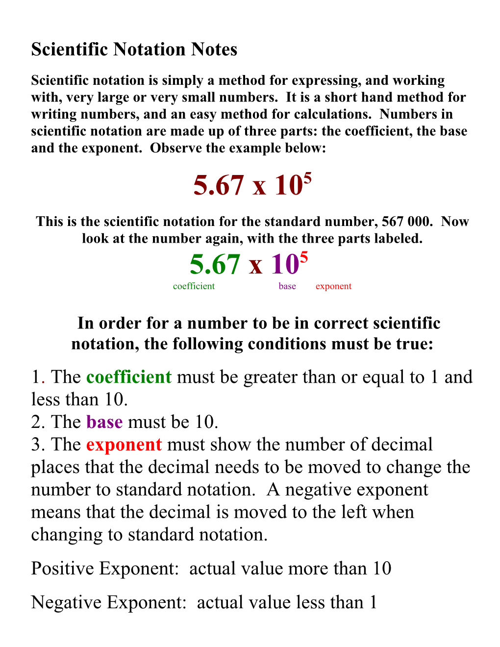Scientific Notation Is Simply a Method for Expressing, and Working With, Very Large Or