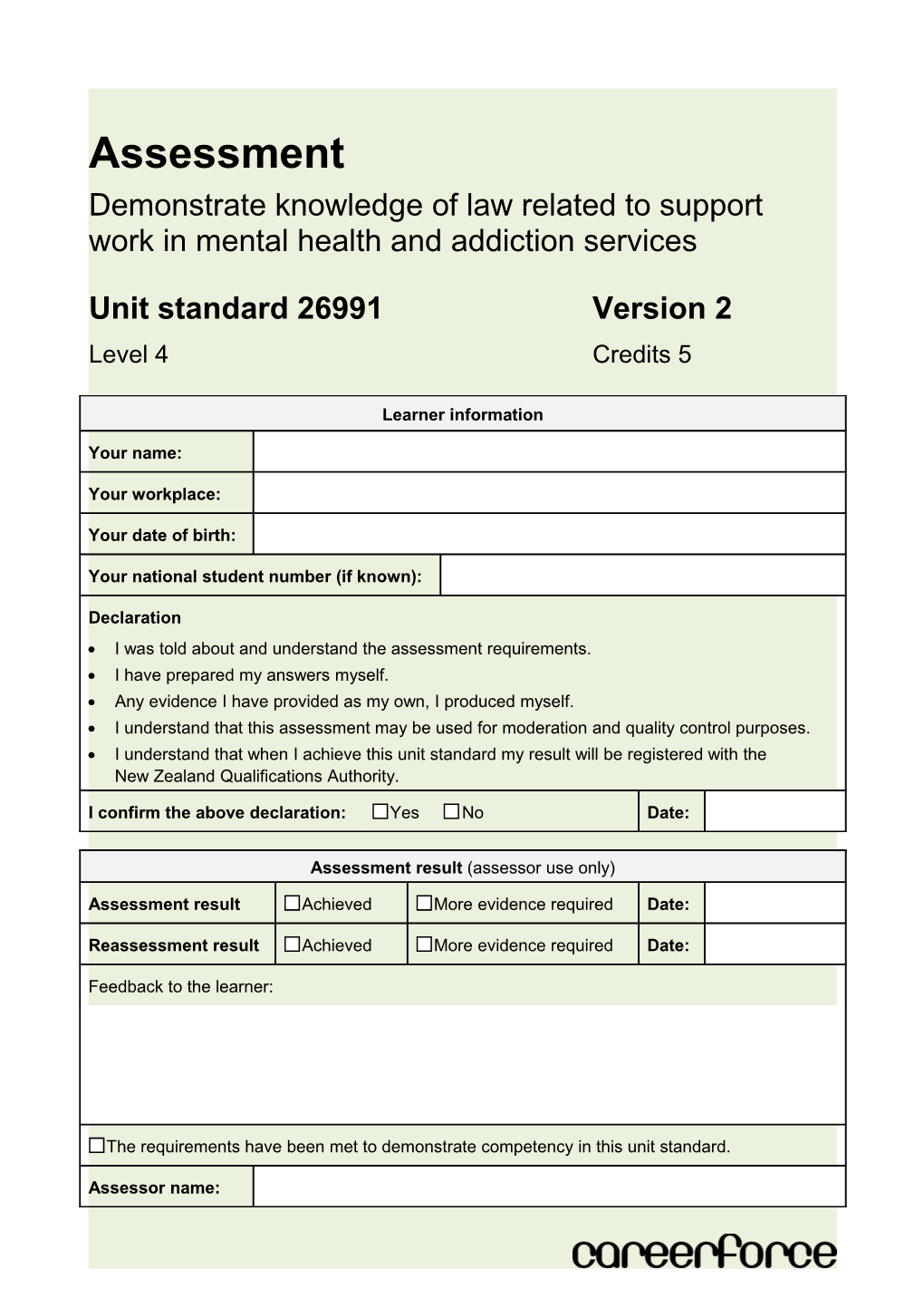 Demonstrate Knowledge of Law Related to Support Work in Mental Health and Addiction Services