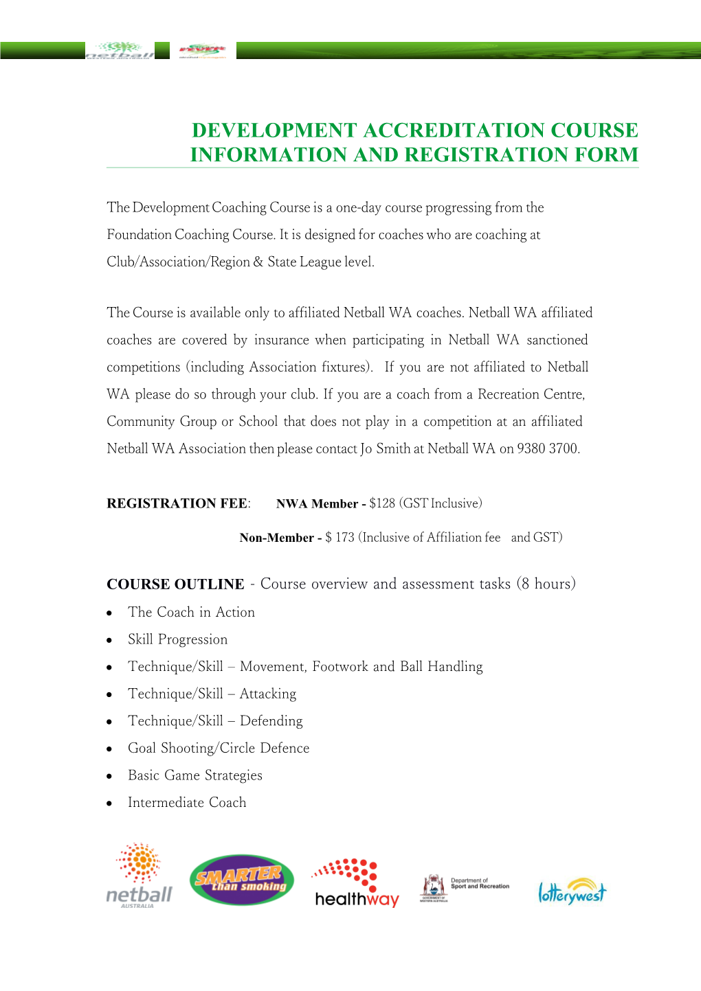 Development Accreditation Course Information and Registration Form