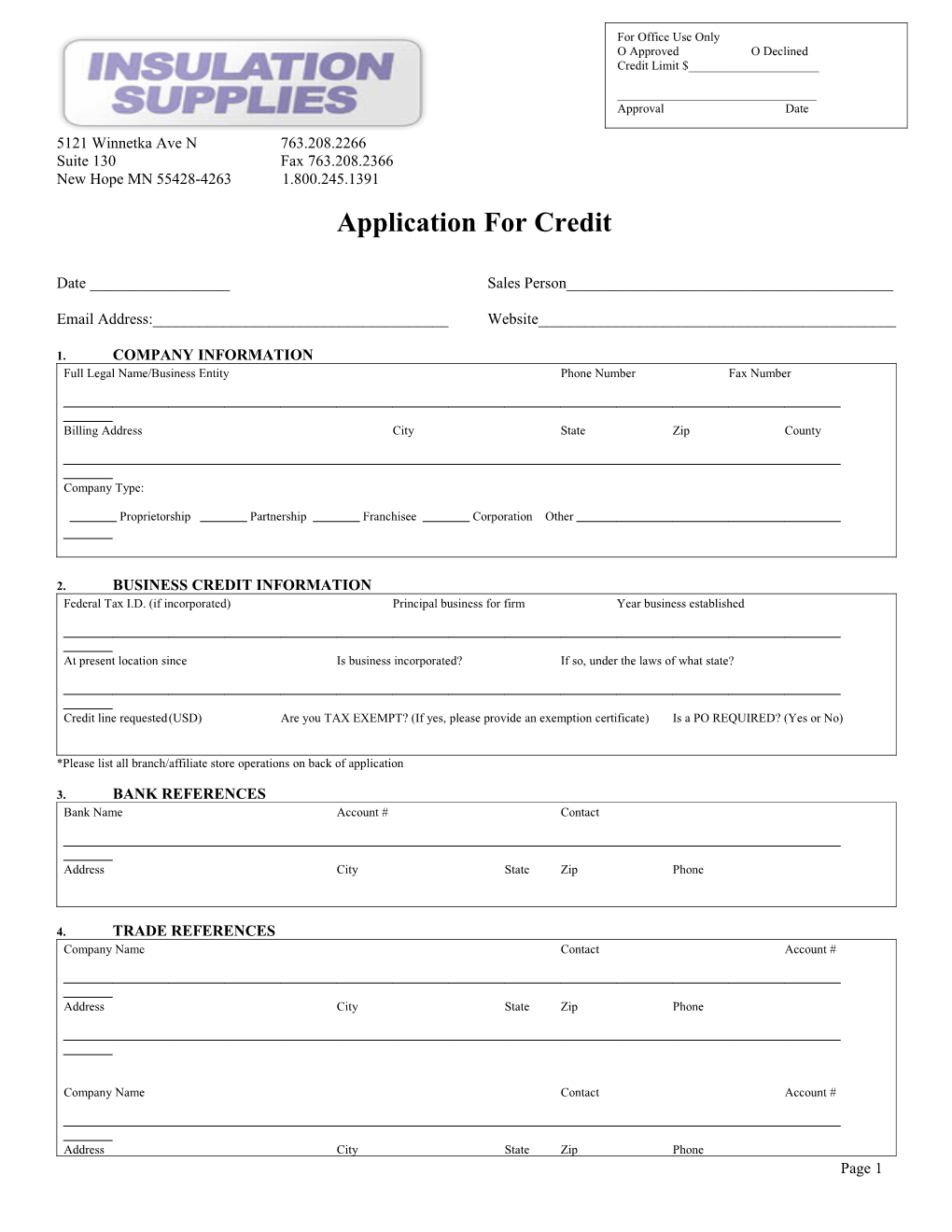 Sample Credit Application with Proprietor Authorization/Proprietor Guaranty