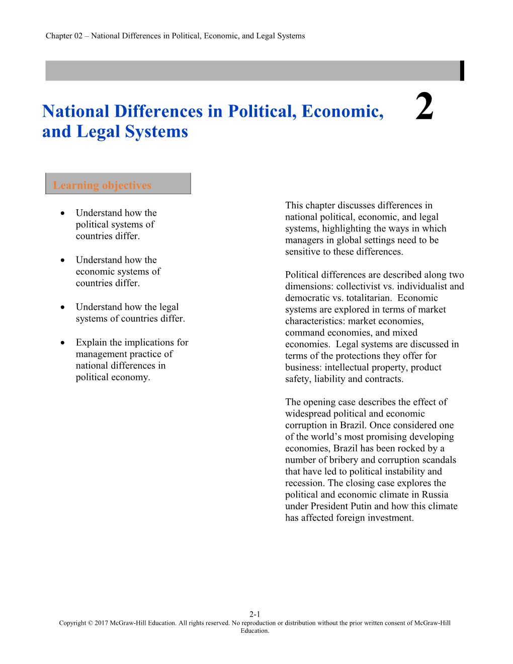 National Differences in Political Economy