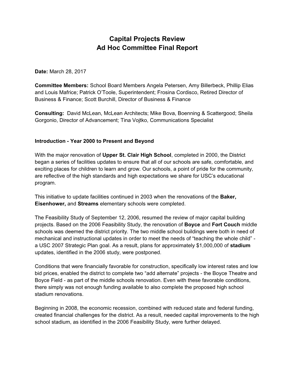 Ad Hoc Committee Final Report