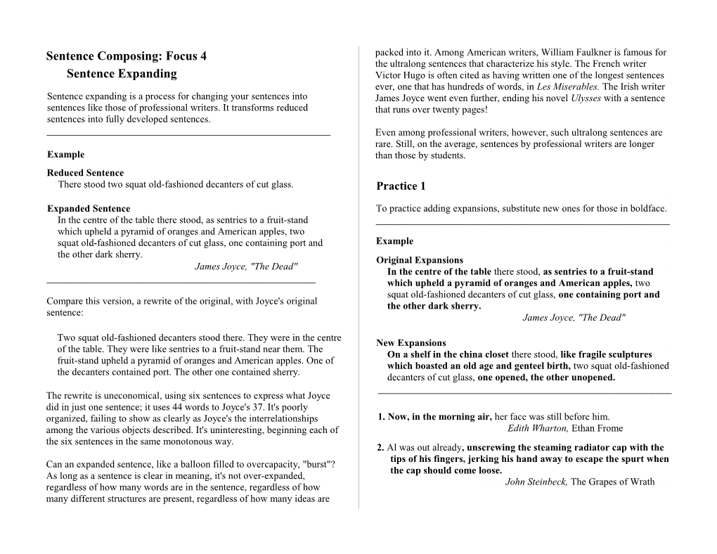 Sentence Composing: Focus 4